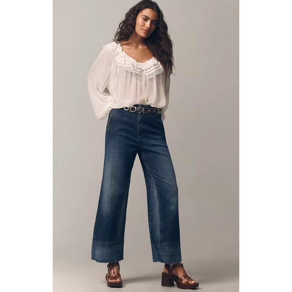 NWT Pilcro Tailored High-Rise Wide-Leg Blue Jeans - 26 waist - Picture 1 of 6